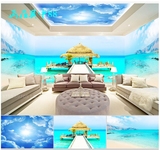 大型壁画壁纸墙纸 3D蓝天白云主题星空KTV酒吧主题房客厅天顶吊顶