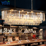 美式水晶吊灯 简约现代铁艺 复古餐厅客厅灯具 北欧别墅椭圆吊灯