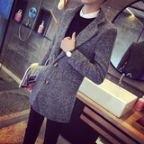 2015冬季韩版修身时尚呢大衣商务英伦风衣青少年学生中长款外套男