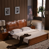 全实木床现代榆木床原木中式1.8米1.5双人床卧室家具婚床