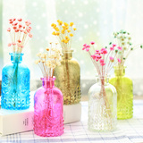 彩色浮雕玻璃瓶日系杂货插花瓶拍摄道具水培玻璃花器家居橱窗装饰