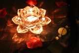 台灯座玻璃花瓶盏婚庆佛教专用花盆批发创意高档透亮水晶莲花蜡烛