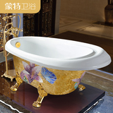 1.6米金黄银色玻璃马赛克欧式贵妃浴缸 古典独立式亚克力2014新品