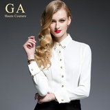 GA春装新款职业女士衬衫长袖修身显瘦白色衬衣百搭时尚打底衫女