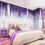 客厅电视背景墙壁纸3d立体墙纸卧室欧式地中海大型壁画紫藤萝