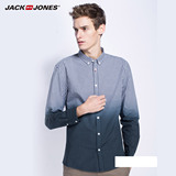 |JackJones杰克琼斯纯棉男渐变版型格子衬衫C|214105016