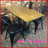 铁艺实木复古咖啡厅桌椅奶茶甜品店西餐厅酒吧桌椅餐厅餐桌椅定制