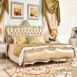 欧式床双人床全实木床1.8米橡木真皮成人床婚床卧室住宅成套家具