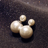 S925纯银双面珍珠前后耳钉大牌款打标欧美韩国防过敏耳环生日礼物