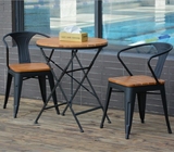美式实木星巴克露台户外桌椅组合庭院桌椅咖啡厅休闲阳台折叠桌椅