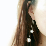 新款韩国气质珍珠大小长线吊坠耳环长款女款流苏耳环韩版时尚饰品