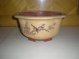 文革时期紫砂挂白釉陶工雕刻花鸟和诗词的 紫砂 花盆（包老保真）