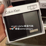 美国代购正品特价Calvin Klein CK 真皮男士短款折叠钱包礼盒包邮