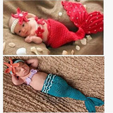 婴幼儿童满月百天拍照美人鱼套装 新款纯手工宝宝影楼摄影服装