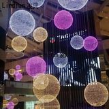 春节美陈 商场酒店4S店中厅吊饰 新款LED灯球美陈装饰氛围布置
