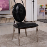 八零后不锈钢餐椅现代简约 黑白色PU皮革软包椅 时尚金属餐厅椅子