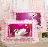最新款5D印花十字绣抱枕一对粉色喜庆结婚情侣抱枕头套件包邮