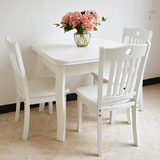伸缩餐桌椅组合 实木可折叠推拉饭桌子 小户型正方形方桌拉台白色