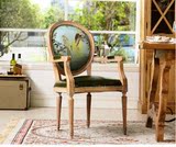 新古典美式实木餐椅美式休闲椅餐椅欧式实木风化白法式餐椅书椅