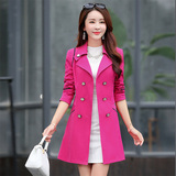 2016秋装新款女式风衣韩版中长款修身气质双排扣外套休闲时尚大衣