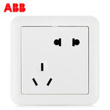 ABB开关插座面板 五孔开关面板 电源插座 特惠德静白色 10只装