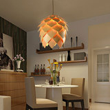 新款北欧创意木艺松果灯饰客厅卧室餐厅走道咖啡厅现代单头吊灯