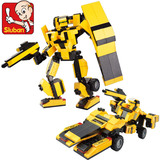 小鲁班积木0256  0257拼装益智玩具 变形金刚机器人大黄蜂 红蜘蛛