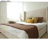 新款特价美式简约布艺软包床 法式现代双人床卧室1.8*2.0宜家家具