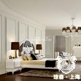 新古典主卧实木双人床布艺软包别墅卧室大床高端奢华定制白色烤漆