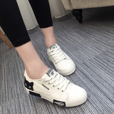 2016夏季韩版女鞋白色帆布鞋女学生低帮布鞋平底休闲板鞋系带潮鞋