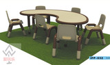塑料桌椅儿童学习桌子月亮桌可升降正/长方形课桌豪华型幼儿圆桌