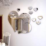 创意心形镜面装饰贴3D水晶立体墙贴客厅卧室婚房用品酒店背景墙贴
