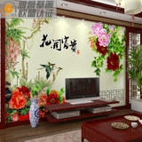 中式牡丹花开富贵墙纸3D立体大型壁画客厅沙发卧室床头背景壁纸