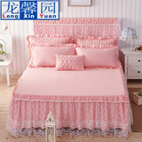 纯棉蕾丝床罩床裙式单件保护套1.5米1.8m双人全棉床头套床群床单