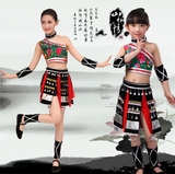 儿童少数民族佤族舞蹈演出服装短款花腰黎族山水间苗族彝族表演服