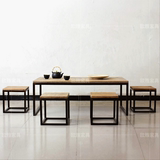 美式仿古茶几中式客厅办公茶桌创意休闲实木茶桌椅组合原木餐桌子