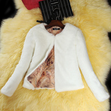 2015秋冬季新款韩版修身仿皮草圆领短款獭兔毛绒女士毛毛大码外套