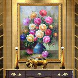荷花油画纯手绘牡丹花开富贵欧式风景花卉中式客厅沙发有框装饰画