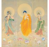 专业高清佛画像 西方三圣阿弥陀佛观世音大势至菩萨法相 万德庄严