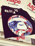 香港代购AAPE2016夏季日系潮牌猿人头字母男女圆领短袖t恤打底衫
