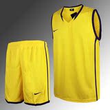 正品耐克nike新款篮球服 训练服比赛队服男 球衣套装运动服 黄色
