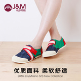 JM快乐玛丽女鞋2016夏季潮欧美休闲拼色魔术贴平底帆布鞋子63088W