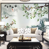 中式客厅沙发电视背景墙纸壁画3d无纺布壁纸卧室无缝墙布家和壁布
