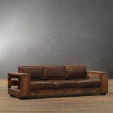 美式乡村复古铁艺实木沙发椅 卡座 茶几沙发工业风格实木沙发长椅
