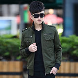 男士夹克薄款外套2016秋季短款军装夹克修身韩版青年男装休闲外衣