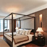 新中式床 高端样板房床 架子床 复古实木床 水曲柳木家具架子床