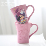 Disney迪斯尼原单陶瓷水杯马克杯粉色浮雕素面杯子米妮 米老鼠杯
