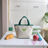 包邮日本简单素雅环保学生可爱帆布艺女士妈咪小手提饭盒便当包袋