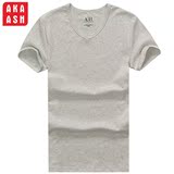 男士短袖T恤V领2016夏季新款纯色纯棉紧身修身T恤打底衫半截体恤