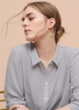 西班牙代购mango violeta超大码女装春夏印花立领衬衫2色73030085
